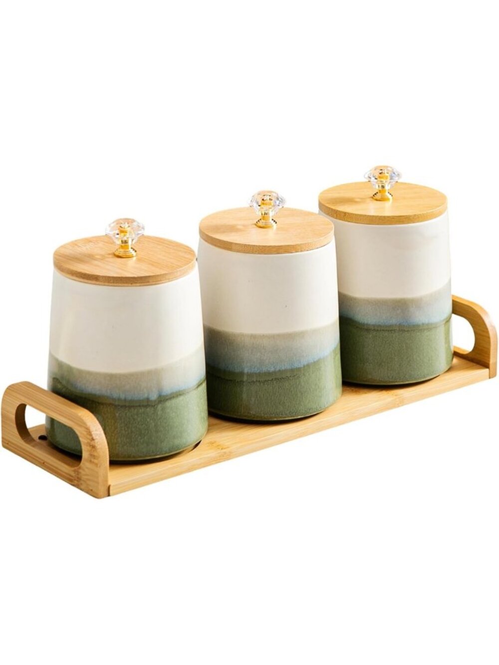 Airtight Ceramic Canister Set - 22 oz Kitchen Jars for Coffee, Flour, Sugar - 3